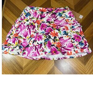 Dona Jo Skort XL Floral Golf Tennis Skirt Built In Shorts Bright